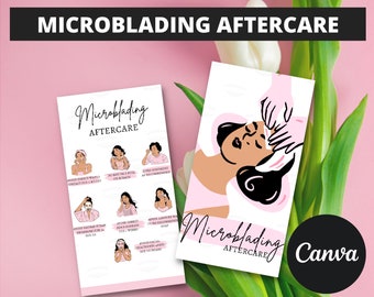 Microblading Aftercare Cards. Editable Aftercare Card Template, Instant Download and Printable Cards For Business, Editable in Canva.