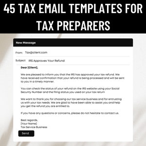 Tax preparation Email Templates. Tax preparer Bundle, 45 email templates, Editable Templates,