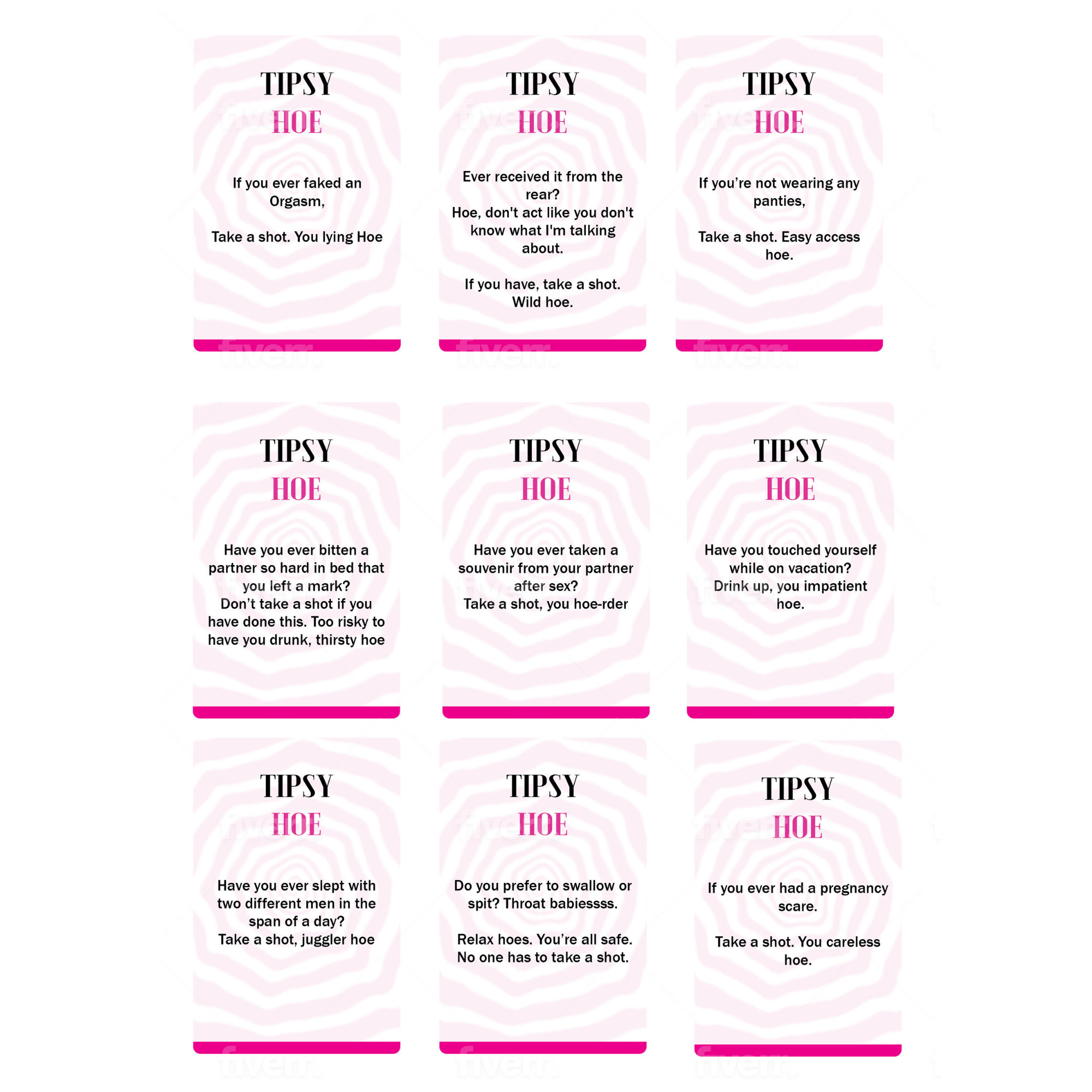 Tipsy Hoe Drinking Card Game, Bachelorette Party Game, Girls Night