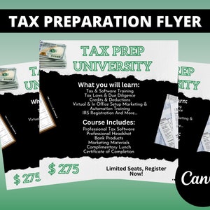 Tax Preparation and Tax Preparation Instagram flyer templates. Social Media Flyer, 1 Images, Editable Canva Templates