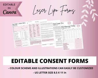 Laser Lipo Forms. Editable bundle (template), Instant Download and Printable Forms, Editable in Canva Forms
