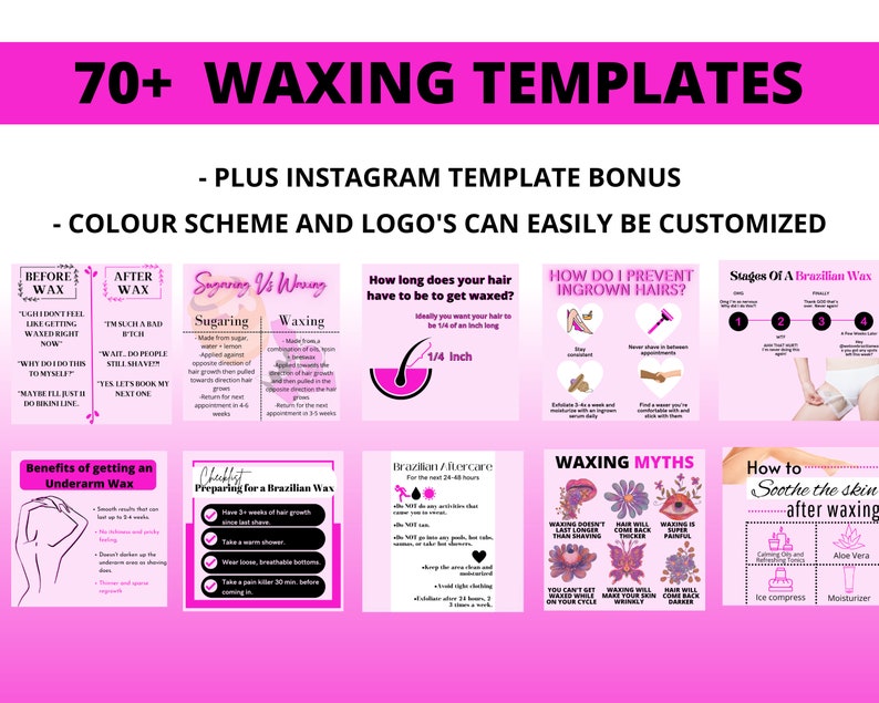 Waxing Instagram Templates. Social Media Bundle 70 Templates - Etsy