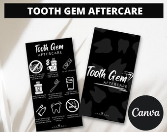 Tooth Gem Aftercare Cards. Editable Aftercare Card Template, Instant Download and Printable Cards For Business, Editable in Canva.