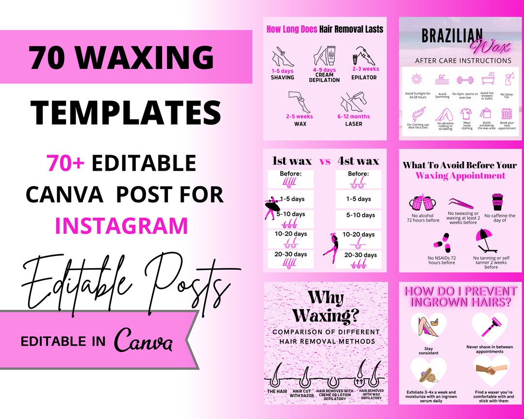Waxing Instagram Templates. Social Media Bundle 70 Templates - Etsy