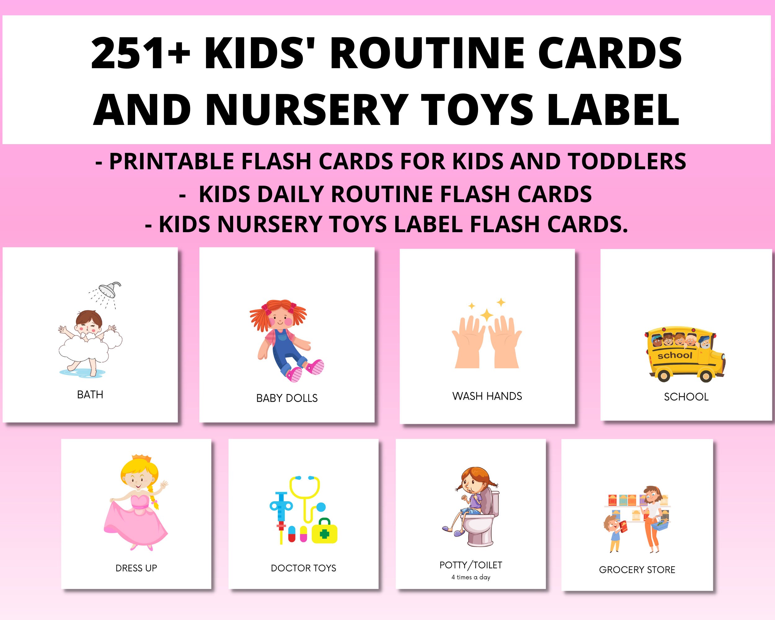 Printable Kids Routine and Nursery Toys Label Flash Cards . Etsy