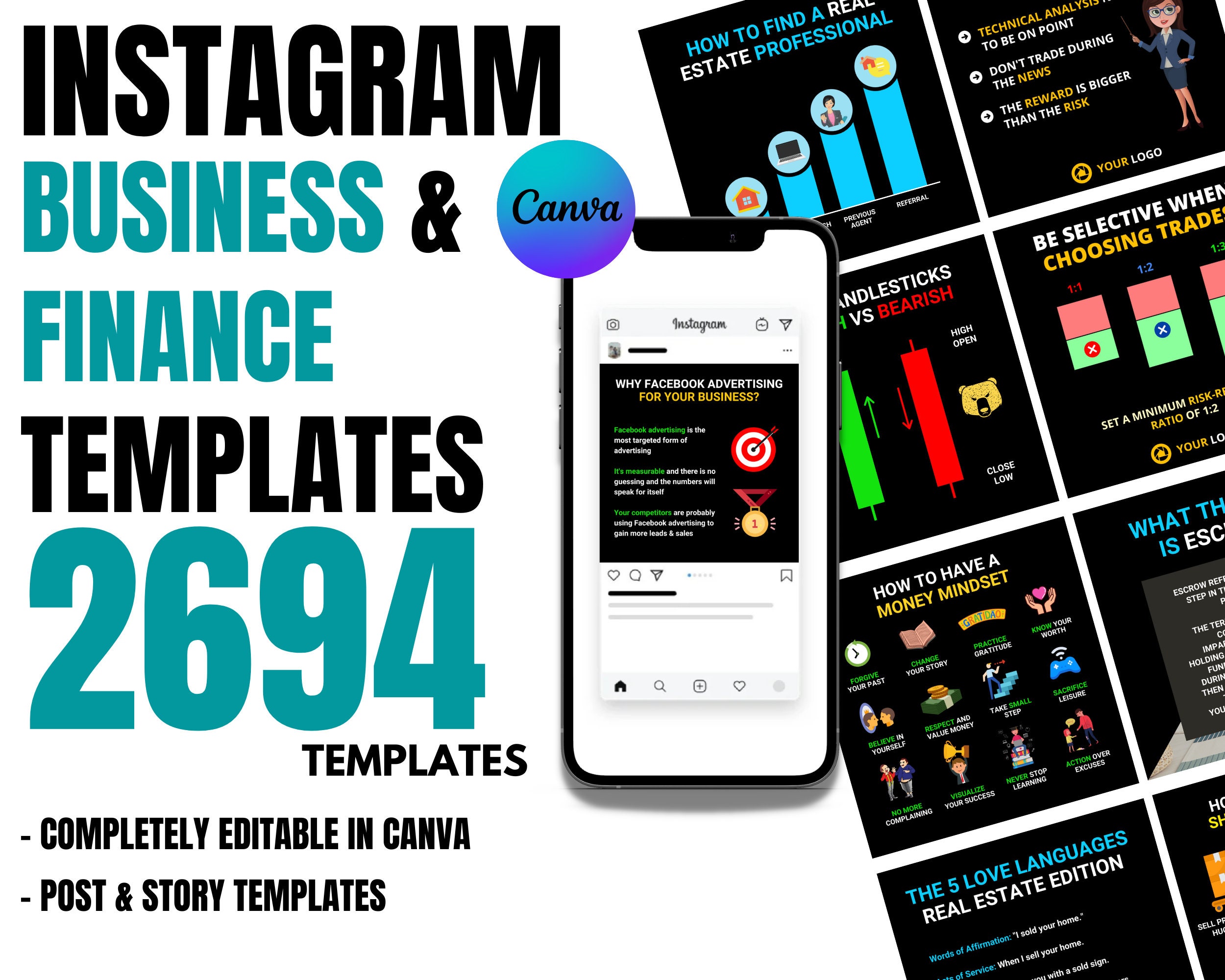 Business and Finance Instagram Post Templates. Social Media Bundle ...