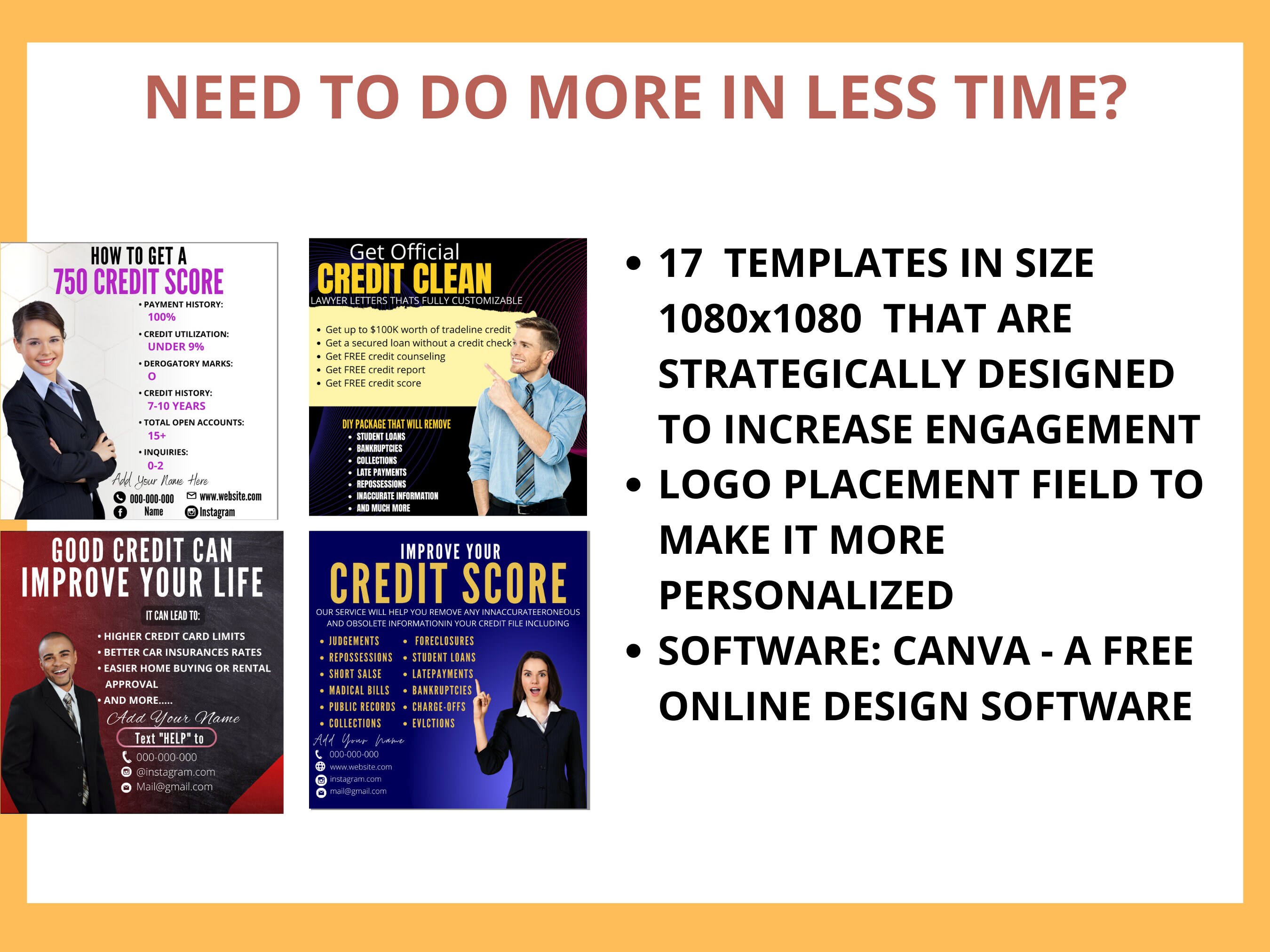 Credit Repair Flyer Templates. Social Media Flyer Bundle (infographics ...