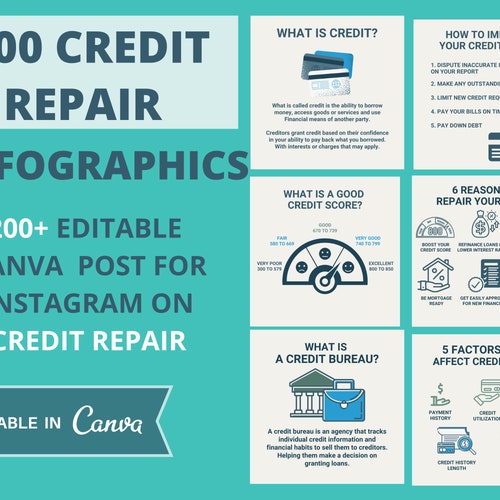 Credit Repair Flyer Templates Social Media Flyer Bundle Etsy