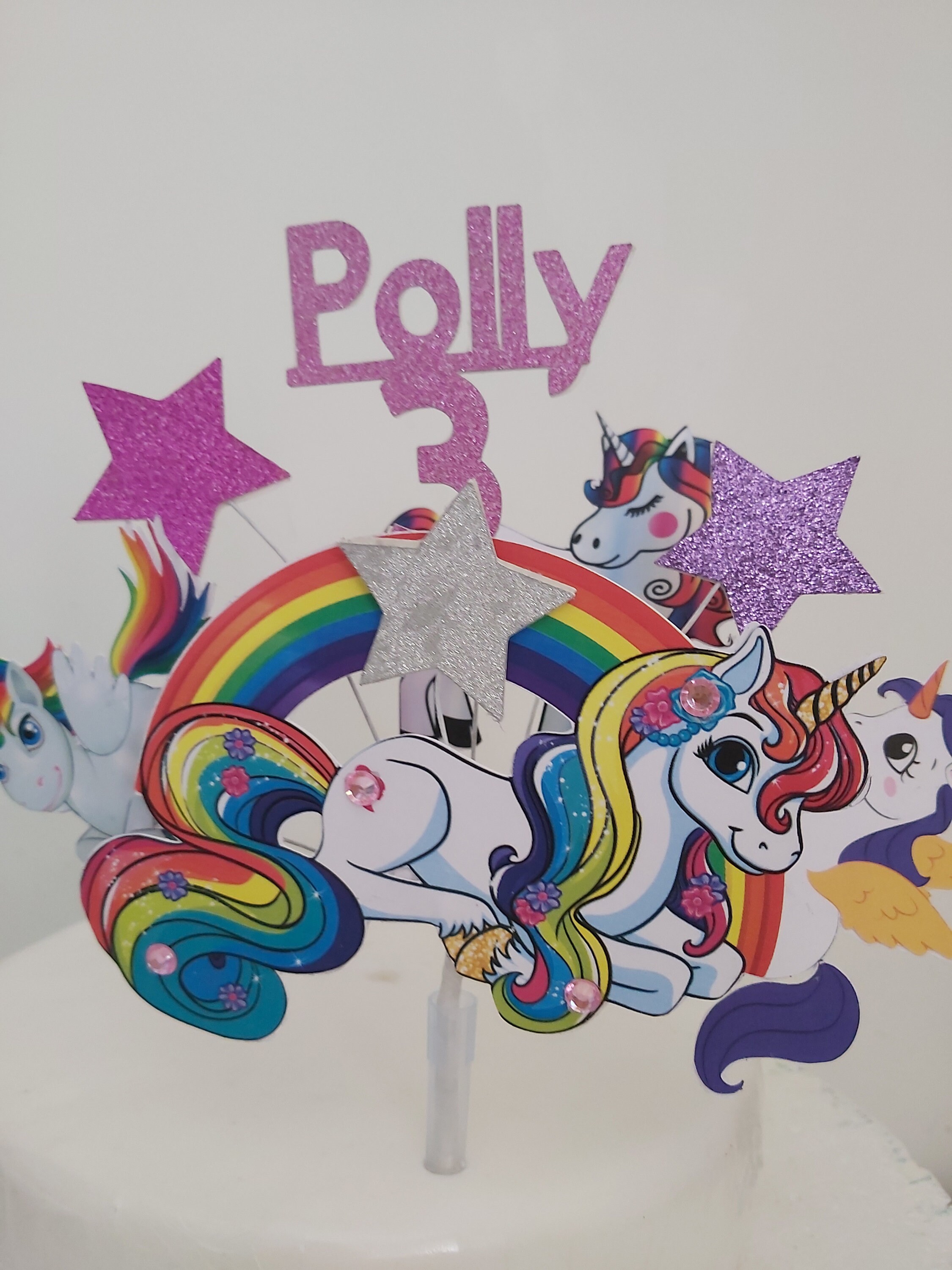 unicorn cake topper magical rainbows cute etsy