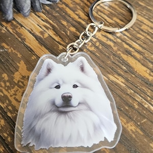 Samoyed Keychain Acrylic, Dog Keychain, Dog lover gift, Samoyed dog gift