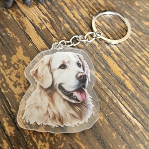 Golden Retriever Keychain Acrylic, Dog Keychain, Dog lover gift, Golden Retriever dog gift