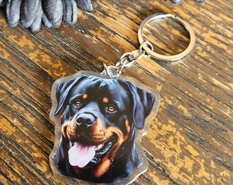 Rottweiler Keychain Acrylic, Dog Keychain, Dog lover gift, Rottweiler gift