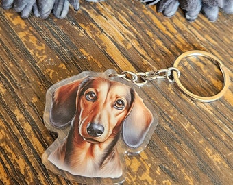 Dachshund Keychain Acrylic, Dog Keychain, Dog lover gift, Dachshund gift