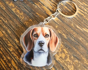 Beagle Keychain Acrylic, Dog Keychain, Dog lover gift, Beagle gift