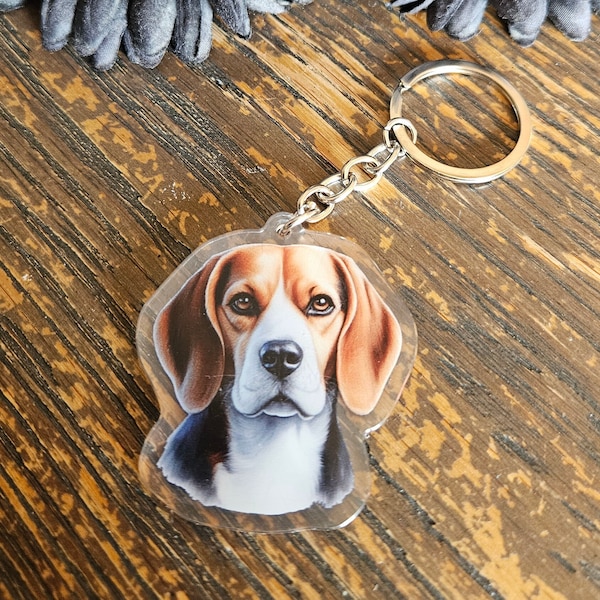 Beagle Keychain Acrylic, Dog Keychain, Dog lover gift, Beagle gift