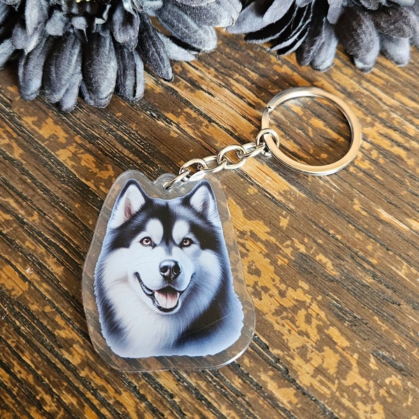Siberian Husky Keychain Acrylic, Dog Keychain, Dog lover gift, Huskey gift