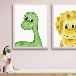 Póster A4 Habitación Infantil - Imágenes Dino - Decoración Habitación Bebé - Tema Dinosaurios
