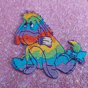 I-Ah-Aufnäher zum Aufbügeln, Winnie the Pooh, Aufnäher zum Aufnähen, I-Ah, inspiriertes Gemälde Regenbogen-I-Ah, I-Ah-Cartoon-TV-Charakter, besticktes Abzeichen