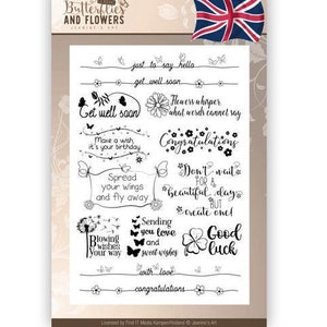 Clearstamps Text - Jeanines Art - Klassische Schmetterlinge und Blumen
