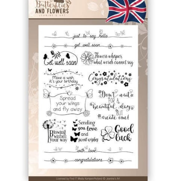 Clearstamps Text - Jeanines Art - Classic Butterflies and Flowers