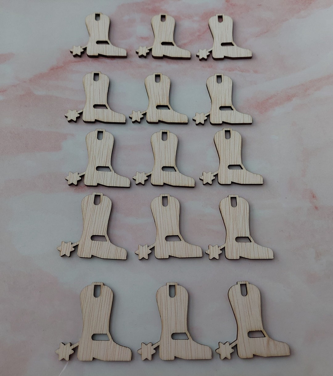 15x Wooden Cowboy Boots With Spurs Rustic Decoration, Embellishment ...