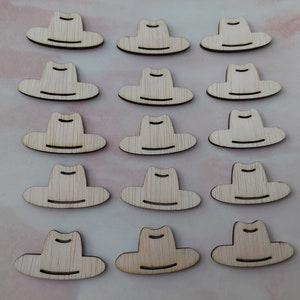 15 cappelli da cowboy in legno - Forma in legno da cowboy - Legno trasparente - Abbellimento in stile western