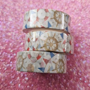 Washi tape 10 metri x 15mm timone, salvagente - tema mare