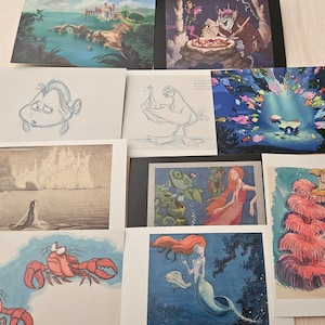 Set de 10 postales originales de La Sirenita de Disney, varios estilos