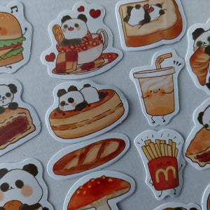 Panda stickers - Food panda stickers - Snail mail, scrapbooking, bullet journal