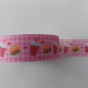 Washi Tape Snacks, Hamburger, Fries, Milchshake 15mm x 10 Meter