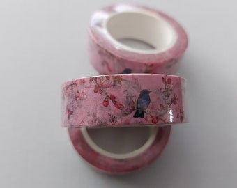 Washi tape pájaros - Rosa - 15mm x 10 metros