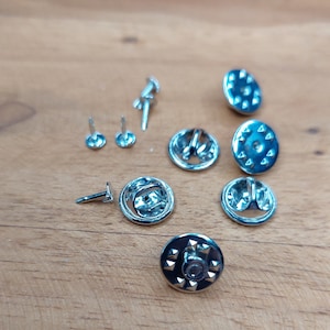 Supporto per spilla, chiusura per badge 10 set 8 mm, supporto a farfalla argento
