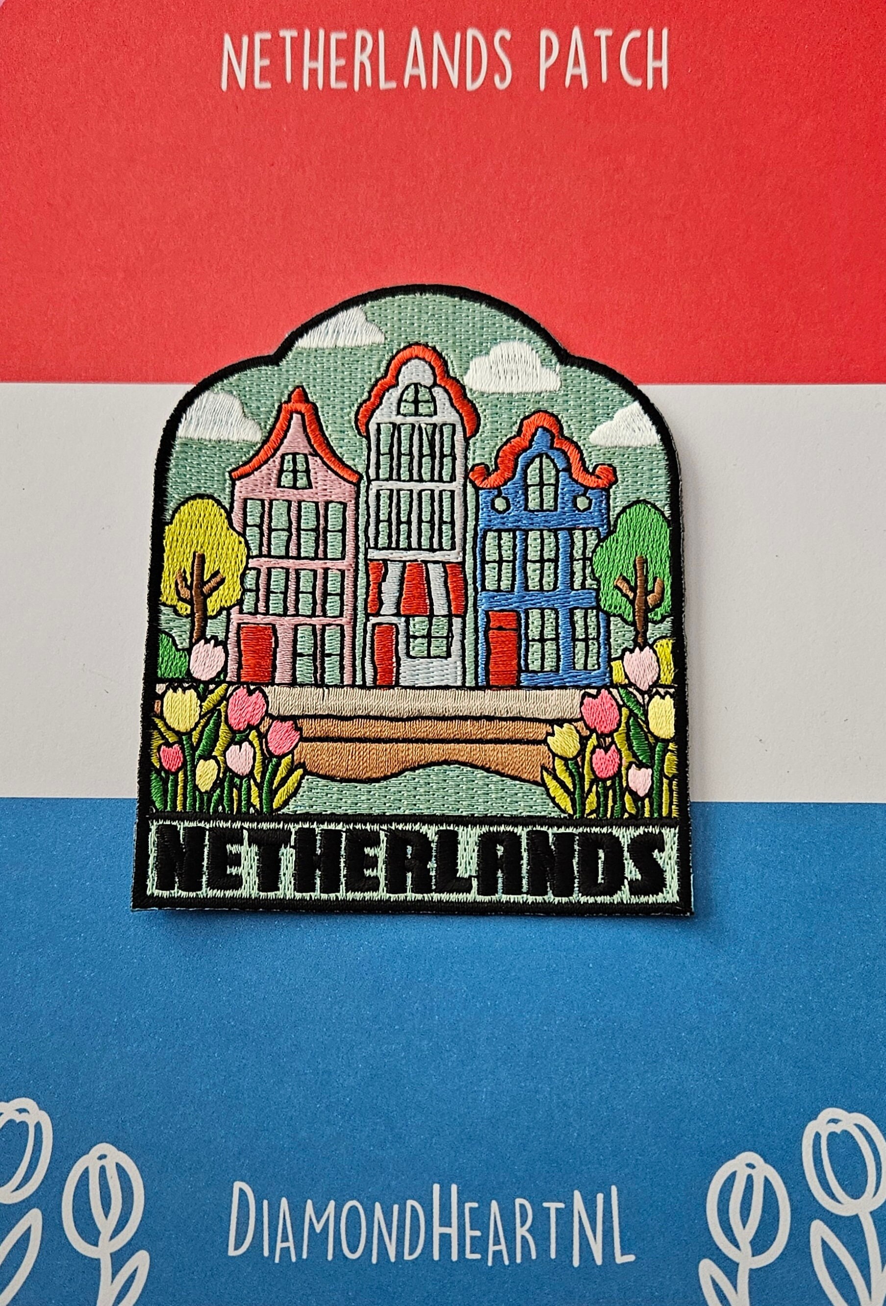 Netherlands Amsterdam Flag Patch - Embroidered Iron-On Badge For Backpack, Holland