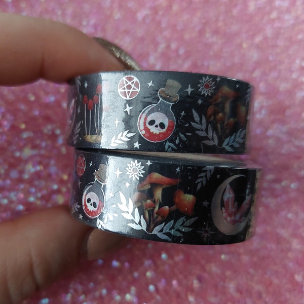 Washi tape sorcellerie 10 mètres x 15mm spooky tape - Déjoué - Washi tape doré