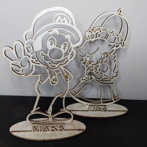 Mario or Peach inspired Personalised sign gift - Wooden Name sign kids room