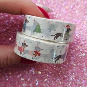 Washi tape kerst teckel, 10 meter x 15mm