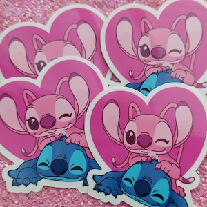 Vinyl sticker with Disney inspired Stitch and Angel