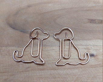 Cute dog paper clip rose gold 2x | Cute paper clips | Bookmark dogs