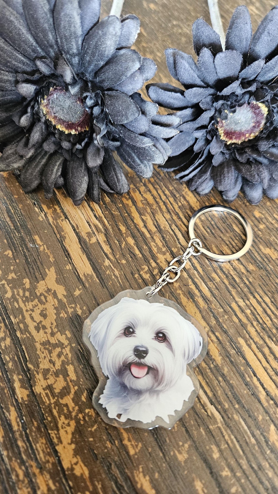 Maltese Keychain Acrylic, Dog Keychain, Dog Lover Gift, Maltese