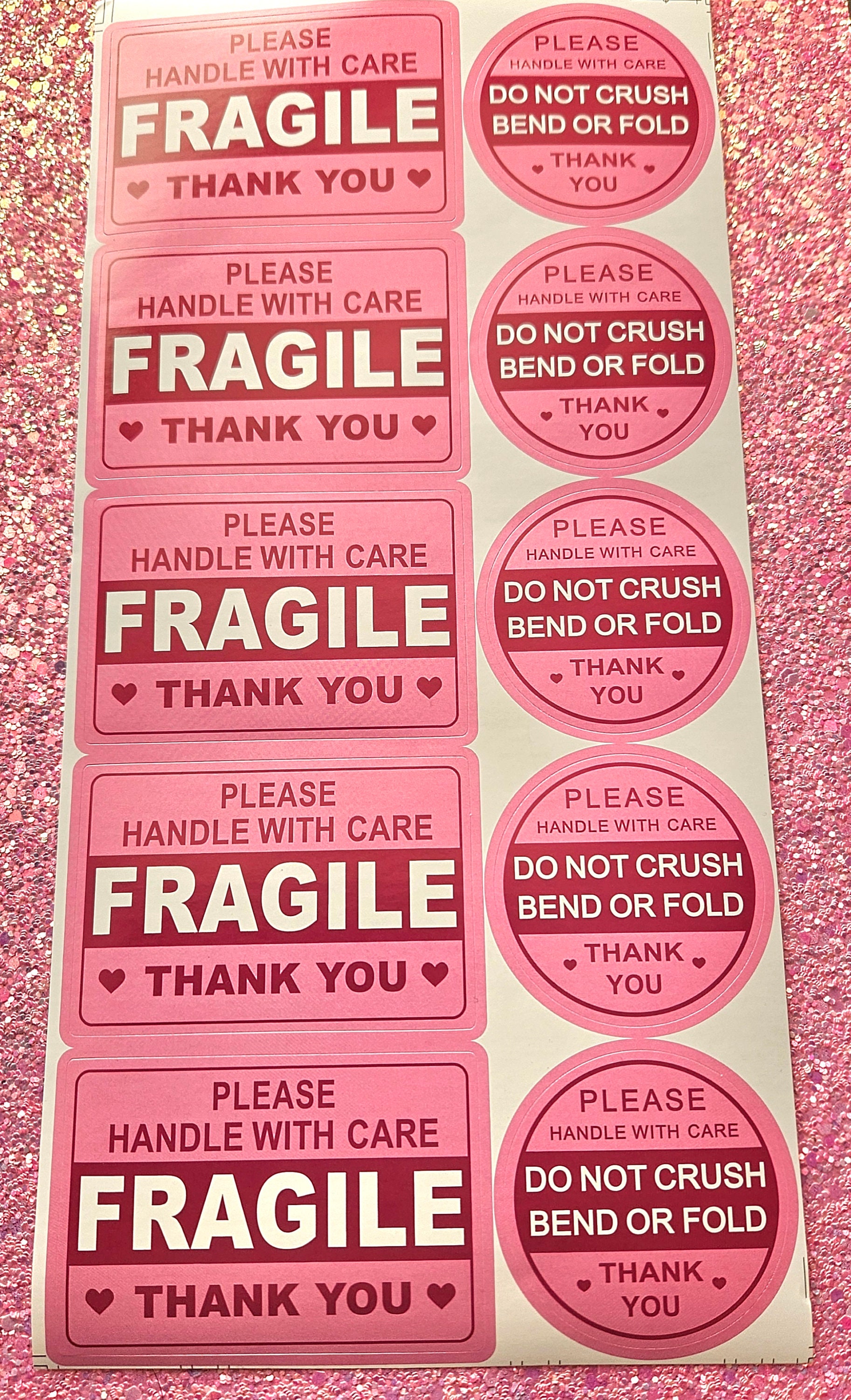 10x FRAGILE Please Handle With Care Labels Stickers Pink - Etsy