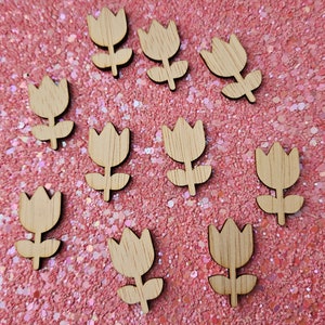 Houten embellishment bloemen, tulpen 10 stuks