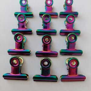 12 Mini-Clips für Wandregale, Wandregal, Fotoregal, Wandtafel, Wanddekoration, Büroklammer, Bulldog-Clip