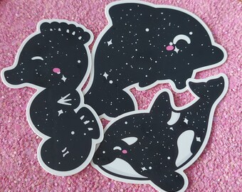 Ocean stickers - Seahorse - Whale - Dolphin vinyl waterproof sticker