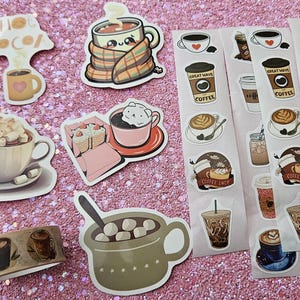 Leuke koffie set met stickers, washi tape, paper clips