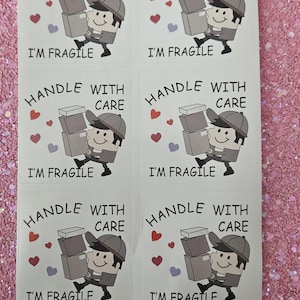 6x Handle with care i'm fragile sticker - mail sticker
