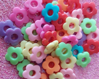 Flower Acrylic Frame Beads 50 pcs B423