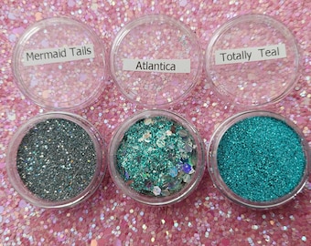 Embossing powder - Glitter - Effect powder - Heat tool powder teal, silver