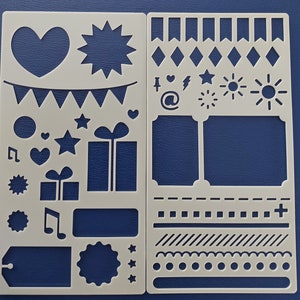 Set of 2 planner stencils - bullet journal templates - scrapbooking - journaling - agenda
