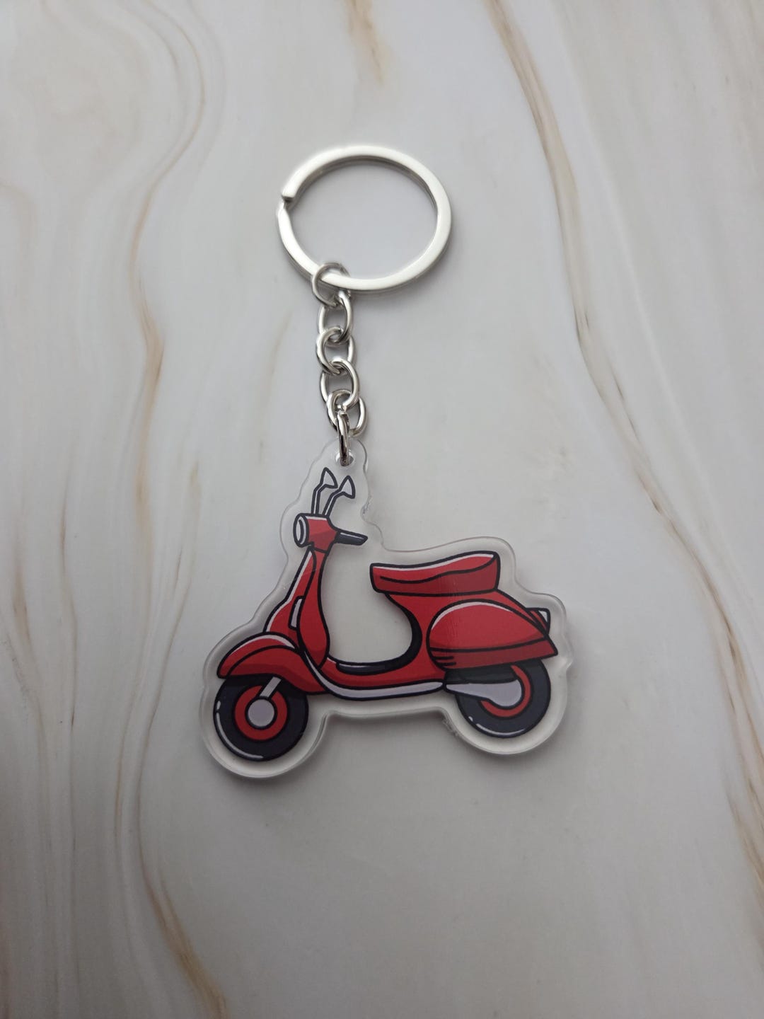 Vespa Scooter Keychain – Red Scooter Keychain – Acrylic Scooter Pendant ...