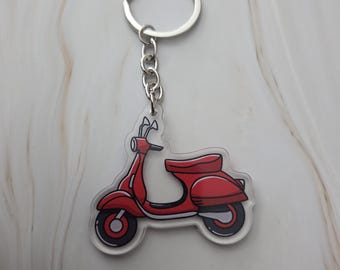 Vespa Scooter Keychain – Red Scooter Keychain – Acrylic Scooter Pendant ...